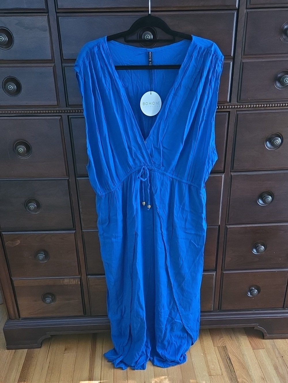 BOHO ME Royal Blue V-Neck Maxi Swim Coverup Size 2X.  NWT!